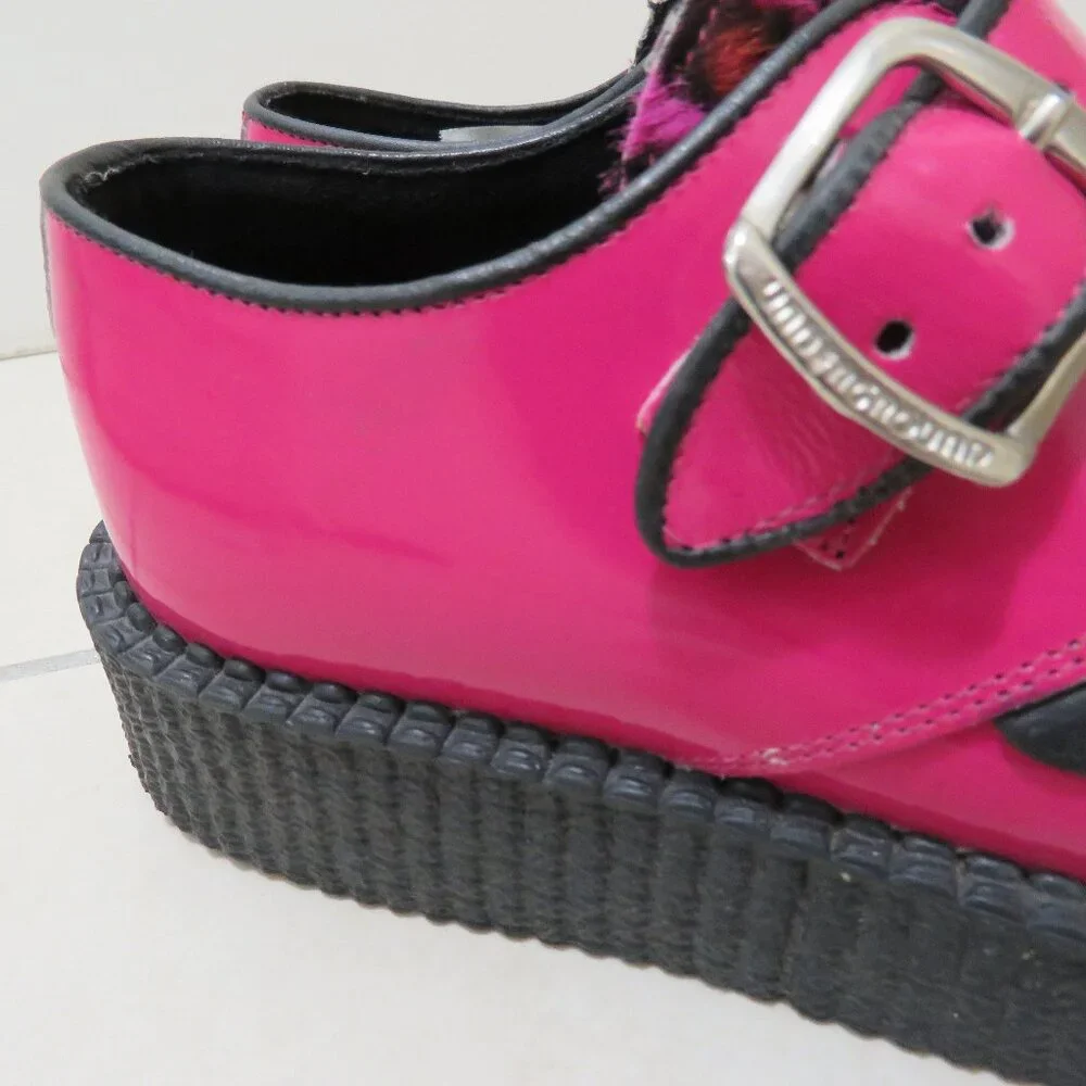 UNDERGROUND ENGLAND King Tut Pink Patent Leopard Print Pony Hair Creeper Shoes - Picture 10 of 16